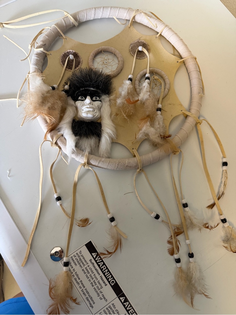 Handmade Feather Dreamcatcher Wall Hanging - Neutral Tones